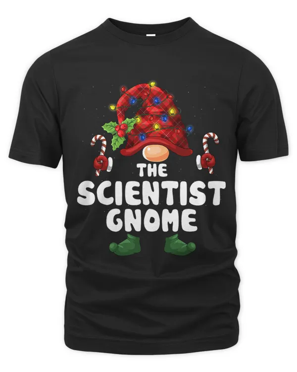 Scientist Gnome Lights Buffalo Plaid Matching Family Christm