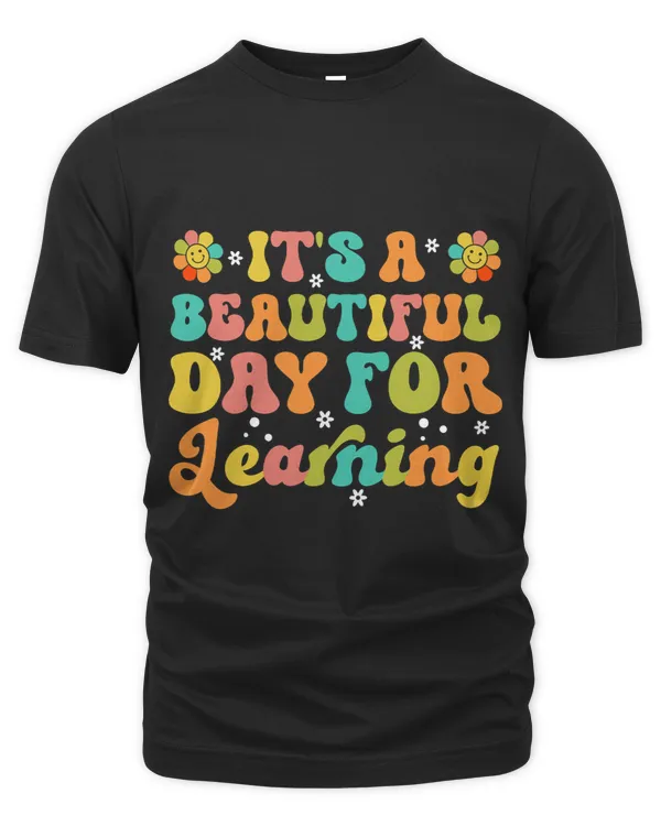 It's Beautiful Day For Learning Retro Teacher Students Women T-Shirt (2)