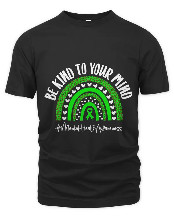 Be Kind Mental Health Awareness Leopard Rainbow Green Nurse