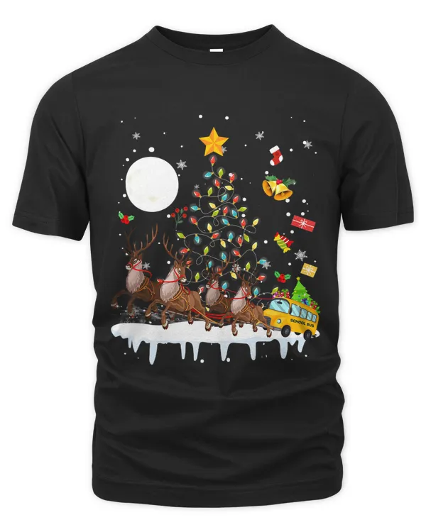 Reindeer Sleigh School Bus Christmas Tree Lights Driver
