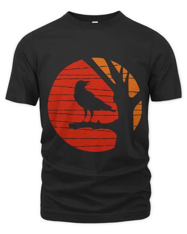 Raven Retro Vintage Bird Aesthetic Silhouette Black Crow
