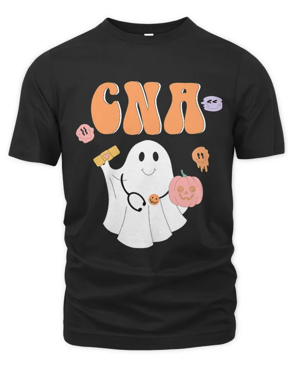 Womens Certified Nursing Assistant Hippie Halloween Retro Ghost CNA