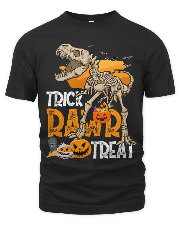 Dinosaur Skeleton Trex Bones Trick Rawr Treat Halloween Kid