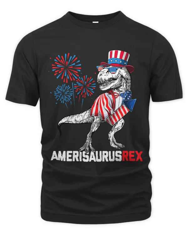 Dinosaur 4th of July Kids Boys Men Amerisaurus T Rex Funny_2