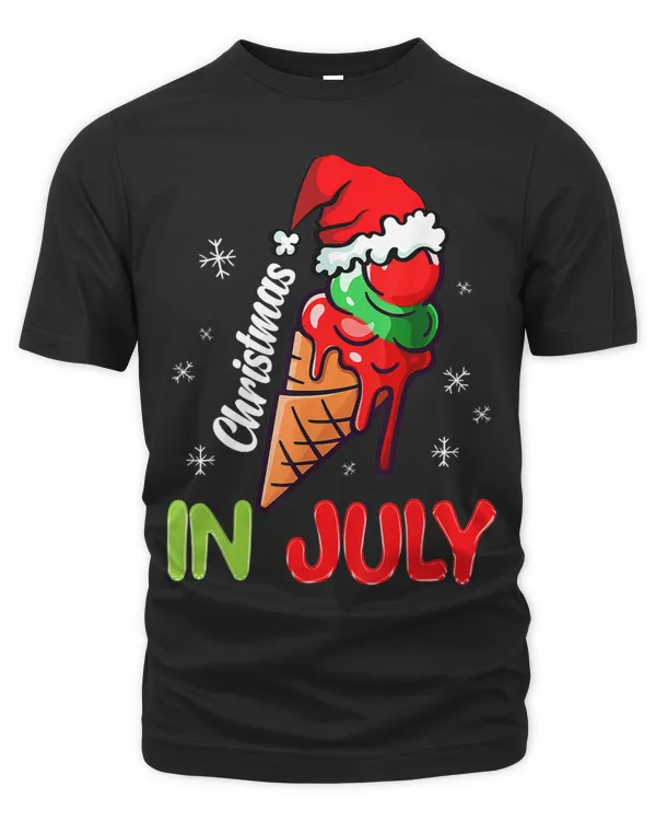 Christmas In July Funny Icecream Santa Hat Summer Vacation 3