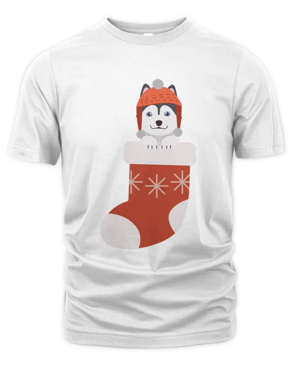 Siberian Husky In Christmas Sock Dog