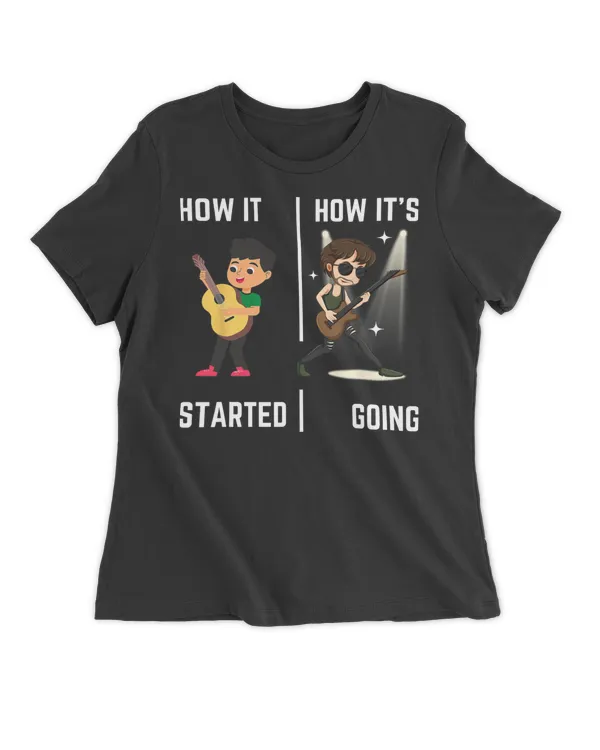 How It Started And How It's Going Guitar Shirt Lover Meme T-Shirt - Unisex Premium T-shirt Unisex Premium T-shirt