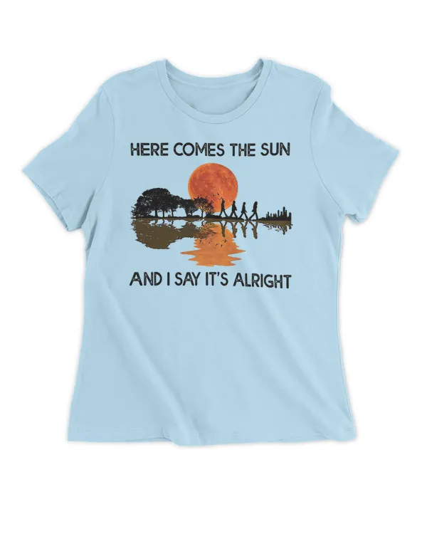 Here Comes The Sun And I Say It's Alright Guitar Graphic T-Shirt, White - Unisex Premium T-shirt Unisex Premium T-shirt