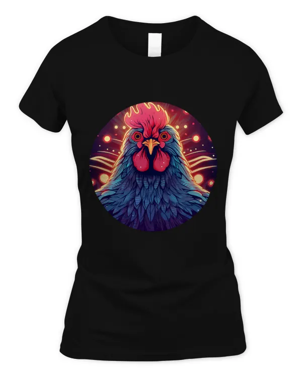 Chicken Pet surrounded by Xmas Ornament Love Chickens 5 - Women's Soft Style Fitted T-Shirt Women's Soft Style Fitted T-Shirt