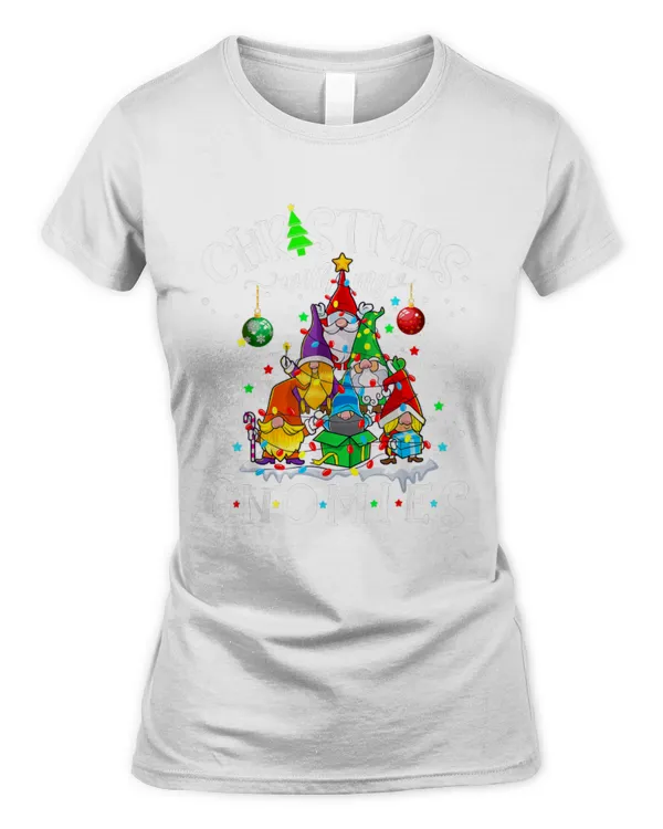 Christmas With My Gnomies Xmas Pajama Pine Tree Gnome Garden - Women's Soft Style Fitted T-Shirt Women's Soft Style Fitted T-Shirt