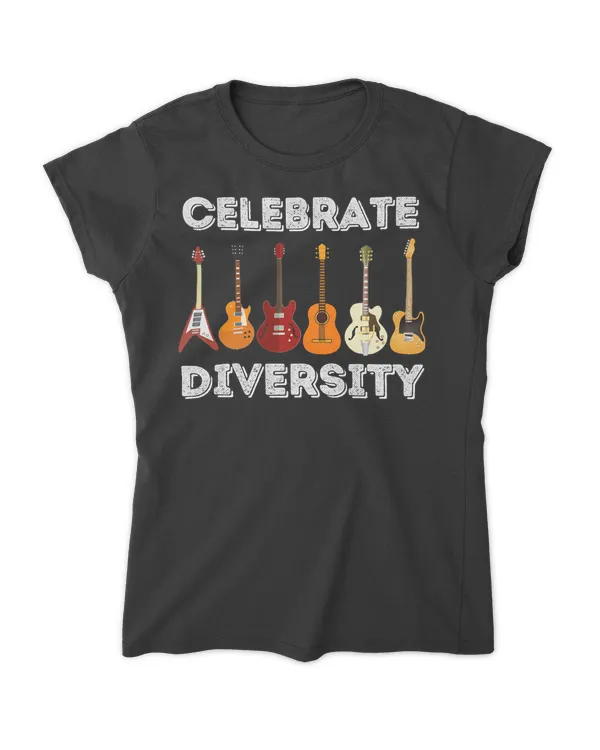 Celebrate Diversity - Funny Guitar Lover & Guitarist Gift T-Shirt - Women's Soft Style Fitted T-Shirt Women's Soft Style Fitted T-Shirt