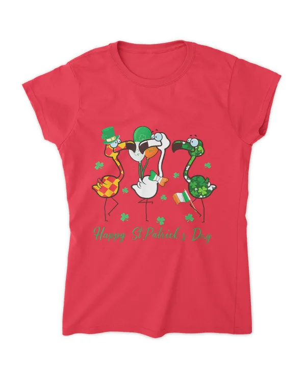 Cute Flamingo Shirts St Patricks Day Irish Flag Shenanigans - Women's Soft Style Fitted T-Shirt Women's Soft Style Fitted T-Shirt