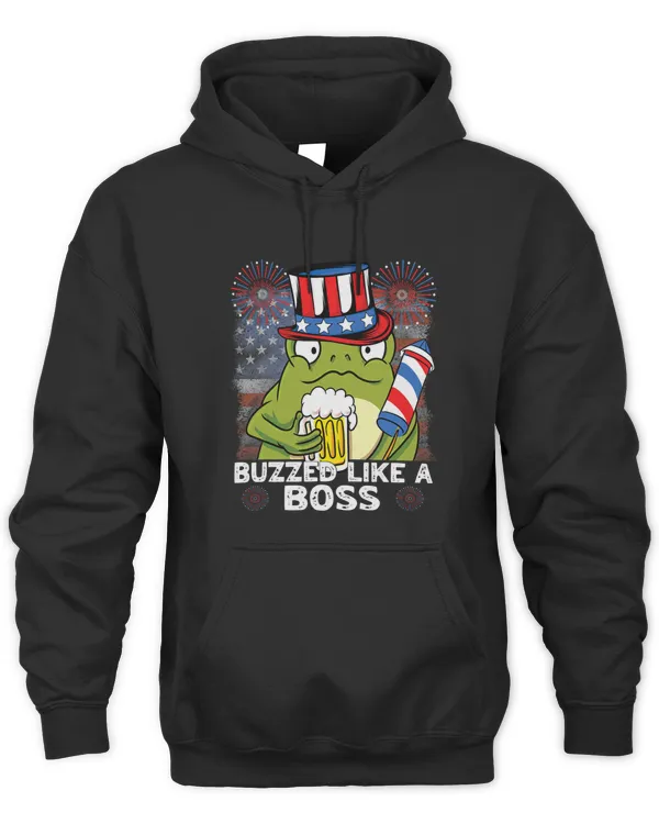 Buzzed Like A Boss 4th of July American Flag Frog Men Women