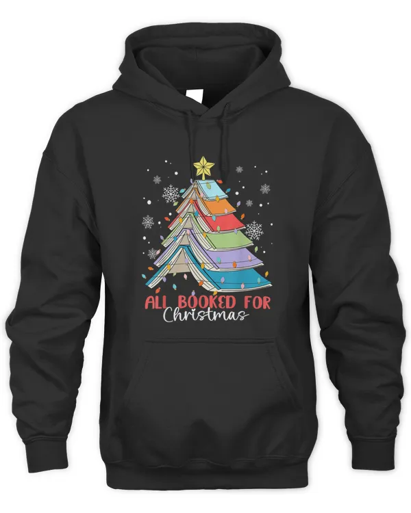 All Booked For Christmas Book Christmas Tree Lights Apparel T-Shirt