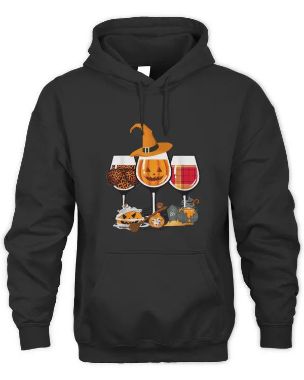 Drinker Wine Scary Leopard Pumpkin Witch Plaid Wine Glass Halloween 035