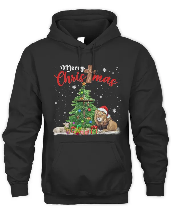 MERRY CHRISTMAS, LION AND CROSS, JESUS T-SHIRT, GOD T-SHIRT, CHRISTMAS T-SHIRT