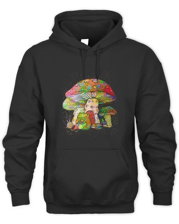 Colorful Paint Splash Cottagecore Knitting Frog Mushroom