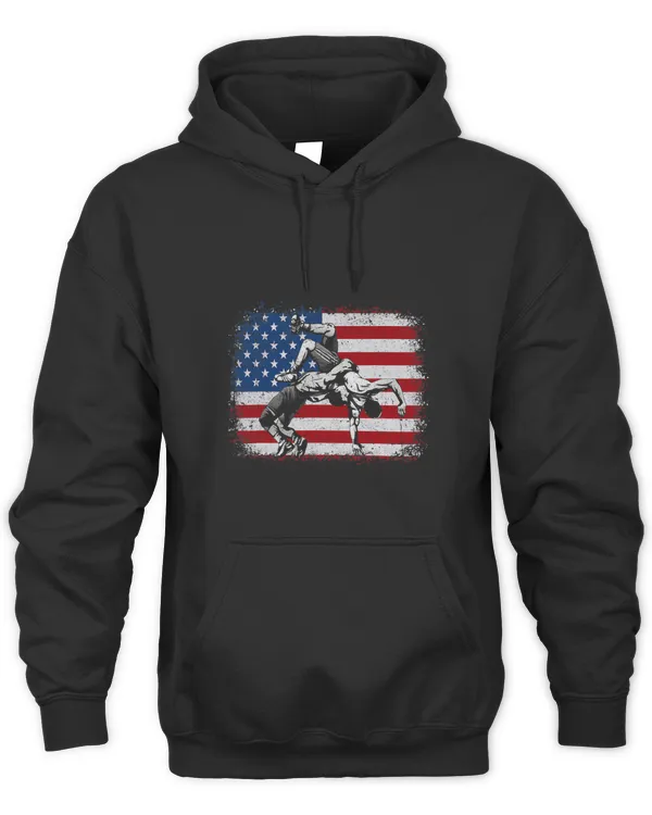Retro American Flag Wrestling Wrestler Patriotic Wrestle 1