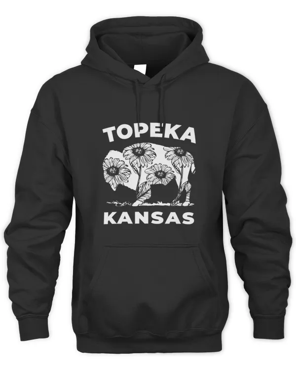 Topeka Kansas With An American Buffalo and Sunflowers
