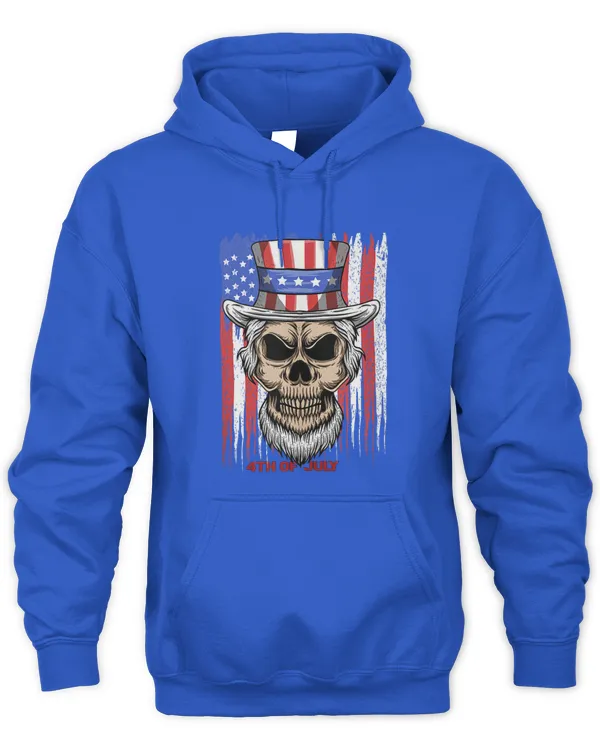 4th of July Patriotic Skeleton 4th of July American Flag T Shirt - Unisex Hoodie Unisex Hoodie