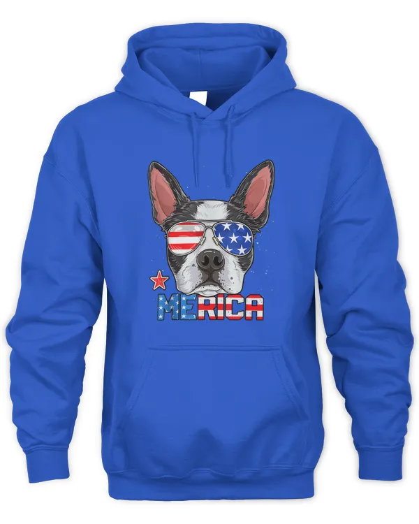 Boston Terrier Merica 4th Of July T Shirt Men Boys Dog Puppy T Shirt - Unisex Hoodie Unisex Hoodie
