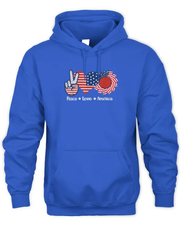 Peace Love America US Flag Fourth Womens 4th Of July T-Shirt - Unisex Hoodie Unisex Hoodie
