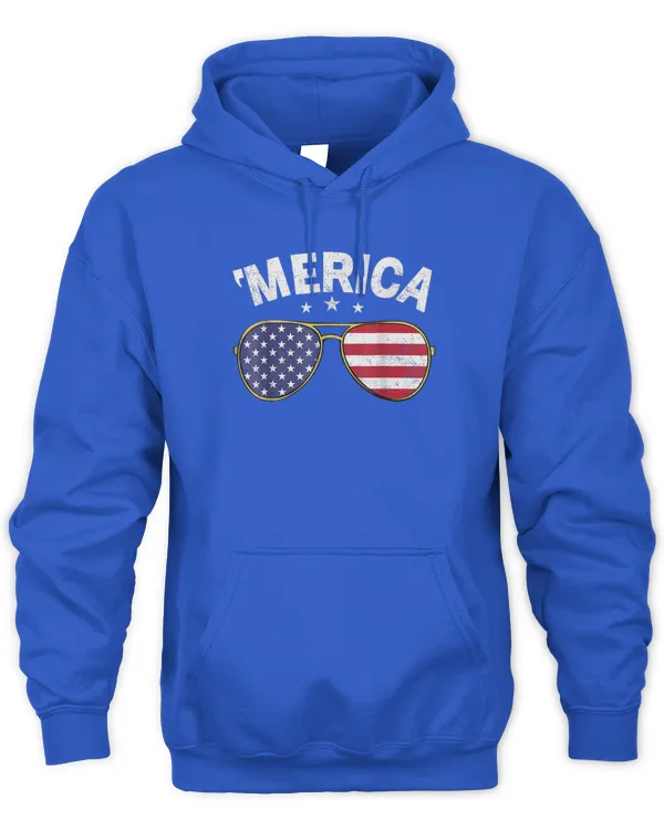 Vintage Merica 4th Of July USA American Flag Patriotic T-Shirt - Unisex Hoodie Unisex Hoodie