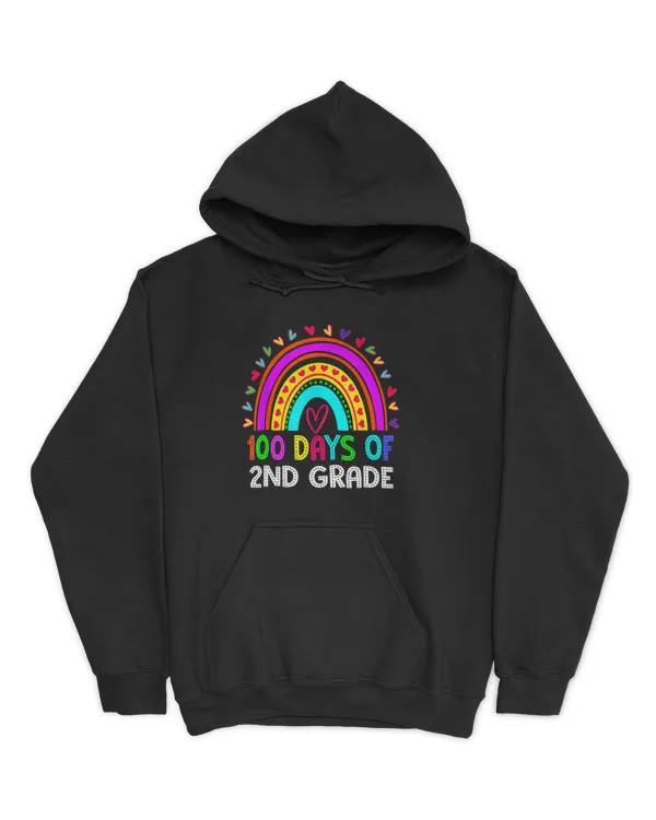 100 Days Smarter Happy 100th Day Of School Rainbow 2nd Grade T-Shirt