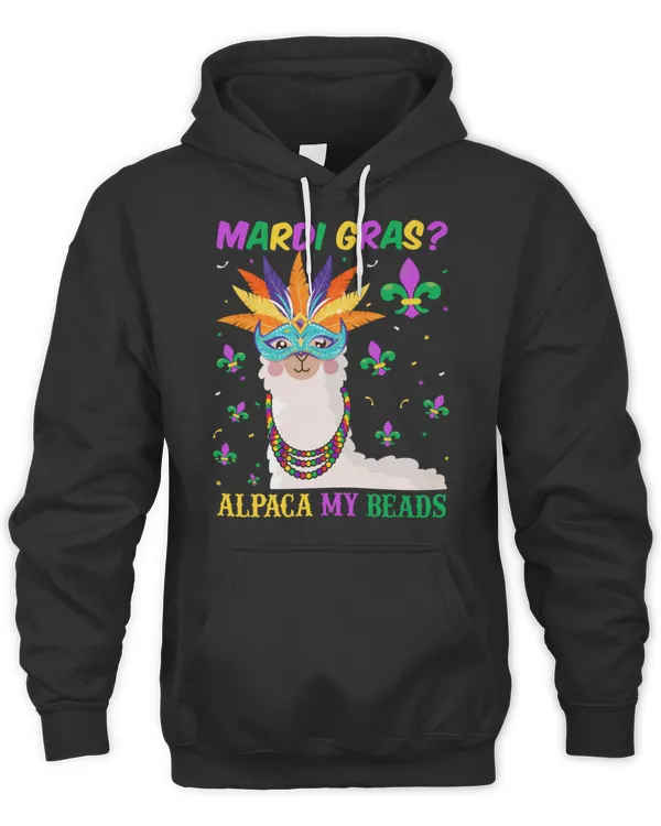 Mardi Gras Alpaca My Beads - Fleur-De-Lis Mask Llama Lover Active T-Shirt