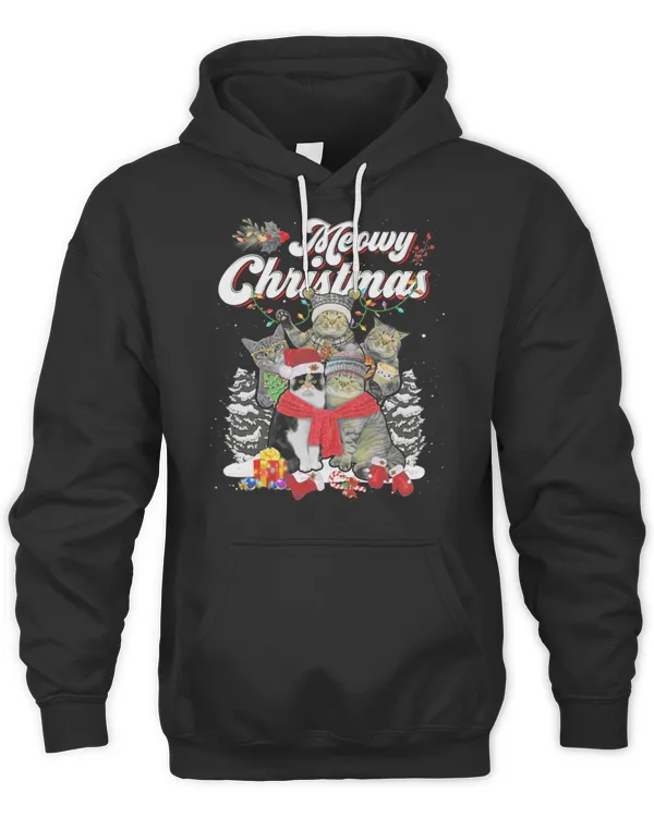 Cat Meowy Family Matching Christmas Pajamas Santa Cats T-Shirt