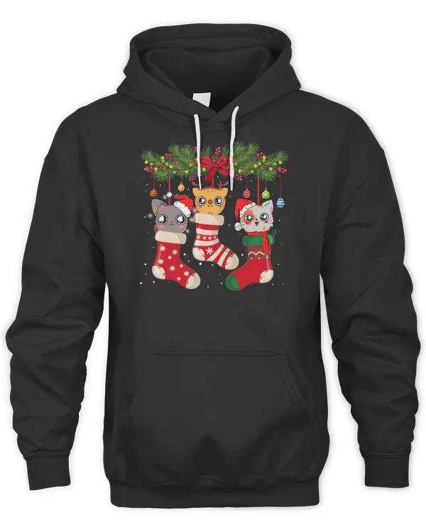 Cats In Christmas Sock Pajamas Family Cat Lover T-Shirt