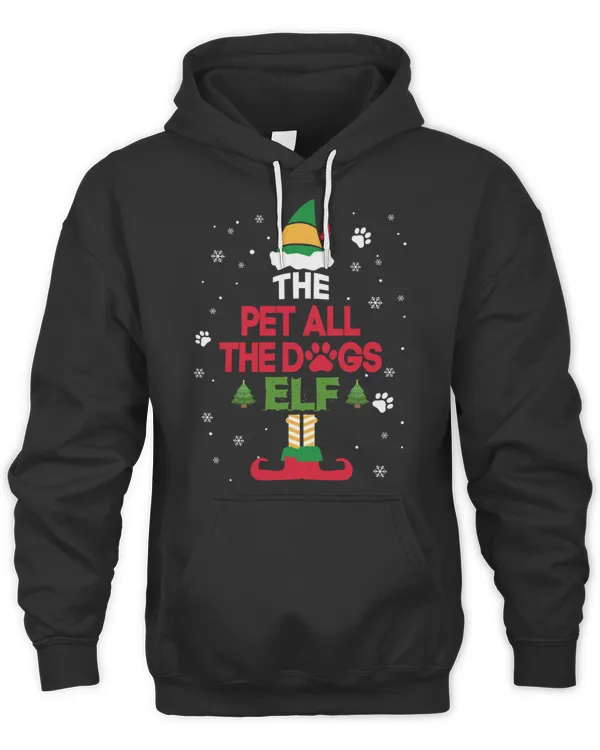 Pet All The Dogs Funny Elf Pajama Christmas Couples T-Shirt