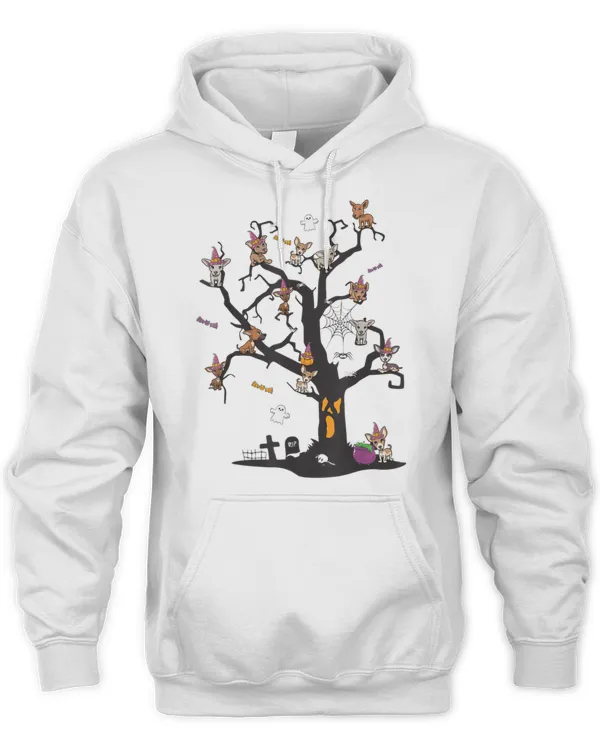 Cute Chihuahua Pup Doggy Lover Halloween Tree Witchcraft T-Shirt