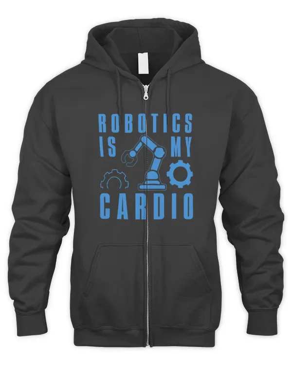 Cute Mechanic Robotics as Cardio Funny Mechanic Engineer - Men's Zip Hoodie Men's Zip Hoodie