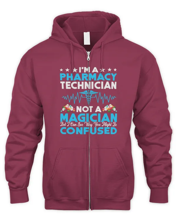 Cute Pharmacist Im A Pharmacy Technician Not A Magician Funny Tech - Men's Zip Hoodie Men's Zip Hoodie