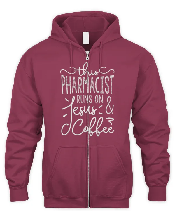Cute Pharmacist Runs On Jesus And Coffee Funny Pharmacist - Men's Zip Hoodie Men's Zip Hoodie