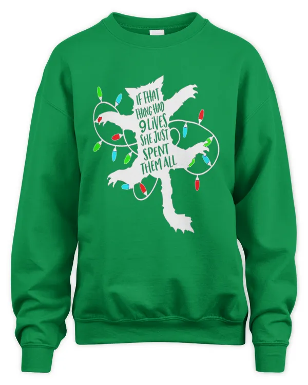 Griswold Cat Wrapped in Christmas Lights Top Dark Color