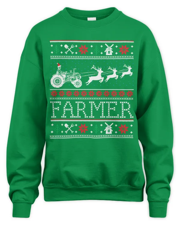 Farmer Tractors Ugly Christmas Shirt Xmas Gifts - Unisex Sweatshirt Unisex Sweatshirt