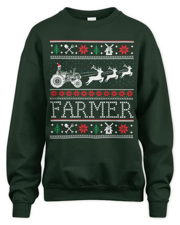 Farmer Tractors Ugly Christmas Shirt Xmas Gifts - Unisex Sweatshirt Unisex Sweatshirt