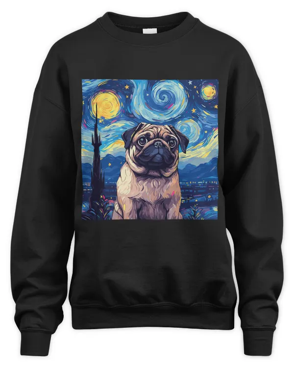 Pug Starry Night For Dog Mom Dog Dad
