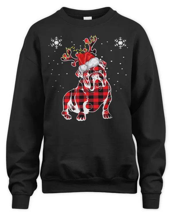 English Bulldog Bulldog Christmas Pajama Family Matching Red Plaid Reindeer 177 Dog Lover