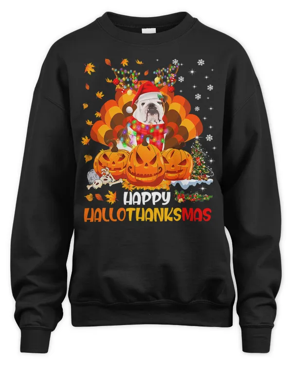 English Bulldog Bulldog Dog Happy Hallothanksmas Halloween Thanksgiving Xmas 237 Dog Lover