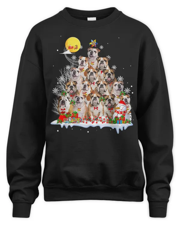 English Bulldog Bulldog Dog Reindeer Pine Christmas 350 Dog Lover
