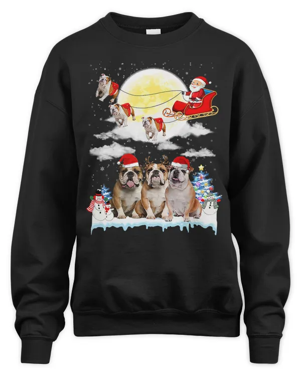 English Bulldog Bulldog Dog Santa Sleigh Christmas Lover 296 Dog Lover