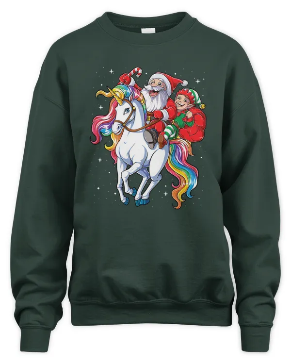 Santa Riding Unicorn Christmas