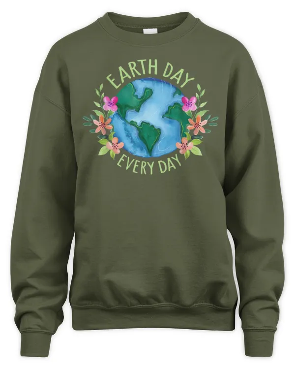 Love Earth Day Everyday Smile Face Hippie Planet Anniversary T-Shirt - Unisex Sweatshirt Unisex Sweatshirt