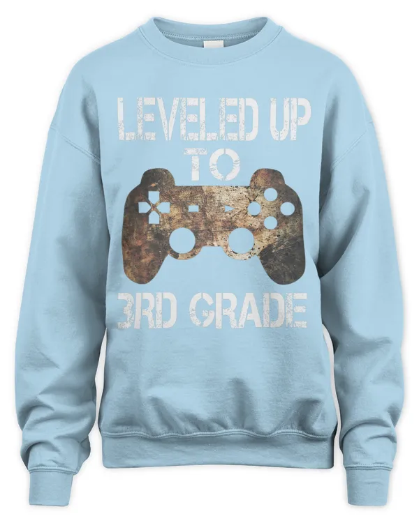 Leveled Up To 3rd Grade Gamer Back To School First Day Boys Shirt - Unisex Sweatshirt Unisex Sweatshirt