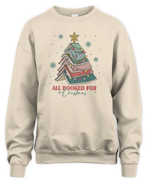 Christmas Book Tree All Booked For Christmas Shirt