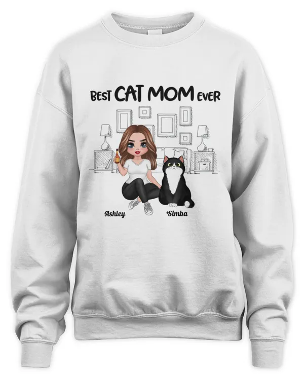 Outline Background In House Best Cat Mom Ever Personalized QTCAT241222A1