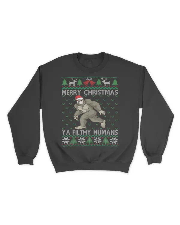 Merry Christmas Bigfoot Face Mask Ugly Christmas Sasquatch Classic T-Shirt